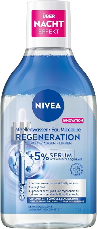 NIVEA Regenerating Serum Infused Micellar Water 400 ml (13.53 fl oz) — skin micellar water for skin micellar water