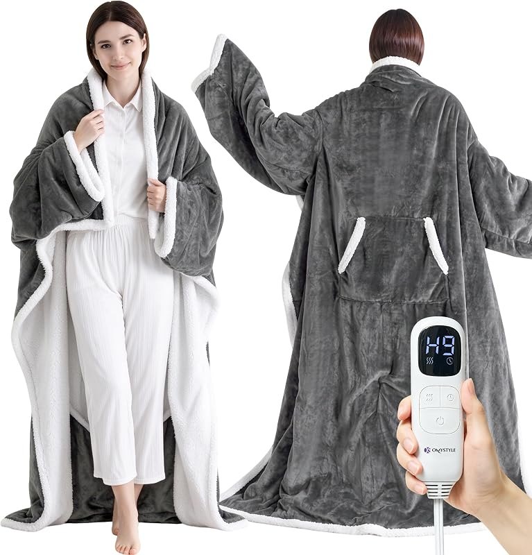 Wearable Heated Blanket, 10 Heat Levels Electric Blanket with Foot Pocket, 1 — underbed electric blanket for underbed