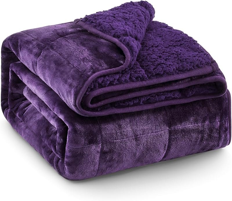 Ultra Soft Sherpa Weighted Blanket for Adults, 48"x72" 15lbs Heavy Blankets — twin weighted blanket for twin weighted