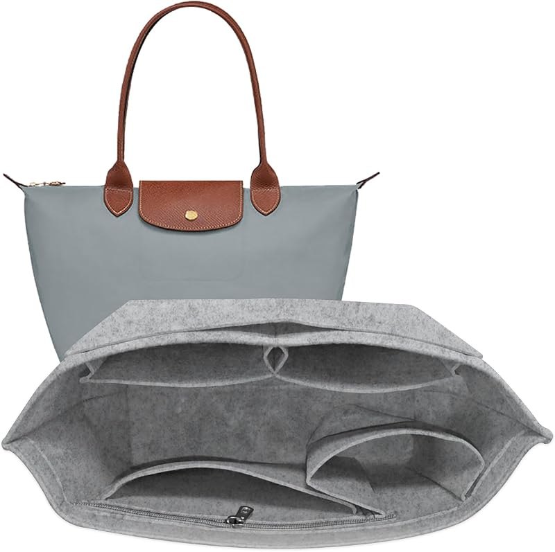 Purse Organizer Insert Handbag Organizer for Longchamp Bag,Bag Organizer Insert with Divider Pocket and Zipper Inner