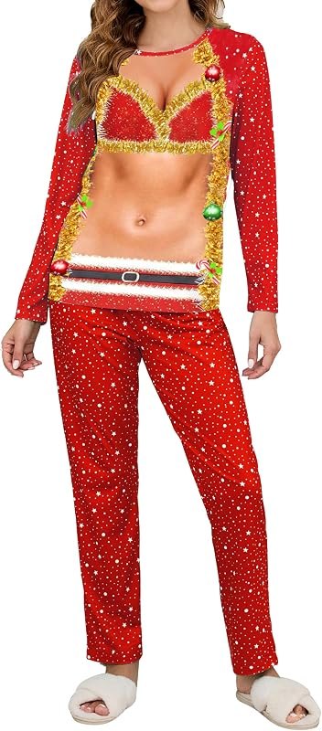 Ugly Christmas Pajamas Set Pjs for Women 2 Pieces Sleepwear — couples matching pajamas for couples matching pajamas