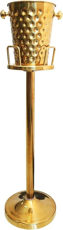 BARsics Luxury Floor-Standing 5-Quart Stainless Steel Champagne Ice Bucket Set Gold — new champagne cooler for new
