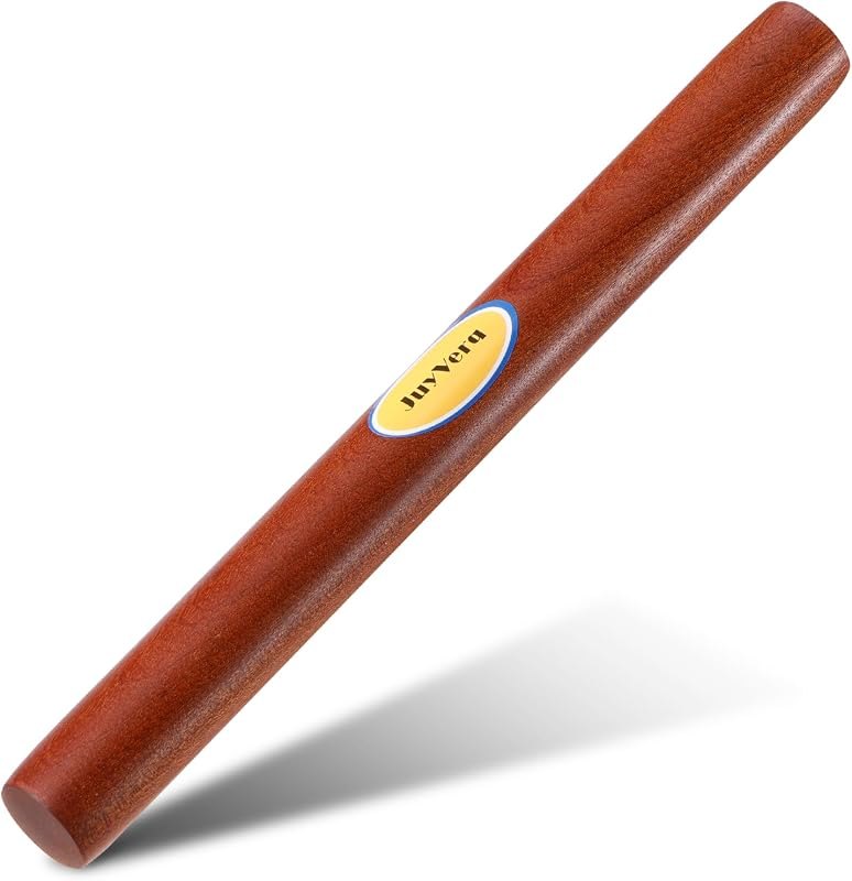 Wood Rolling Pin (15.75 Inches), Non-Stick Rolling Pin for Baking, Natural Sapele Wood Dough Roller for Pizza