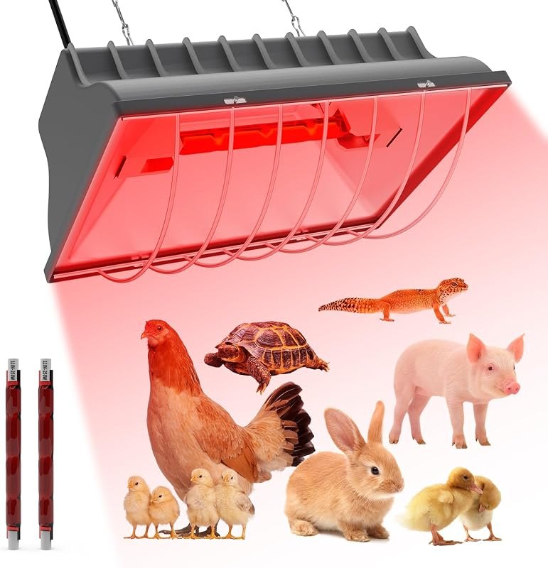 UTFEEDY Chicken Coop Heater, Aluminum Brooder Heater Lamp for 30 Chicks or Duckling, 250 Watts Heating Plate Lamp