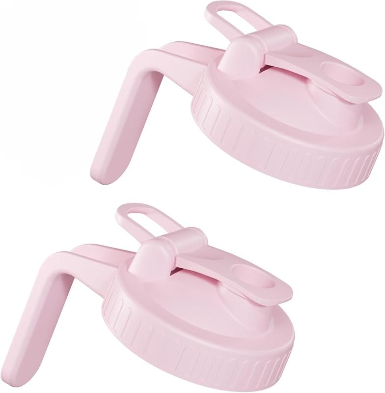 2 Pack Wide Mouth Mason Jar Lids with Leak-Proof Seal, Mason Jar Pour Spout Lid with Flip Cap and Handle, Plastic