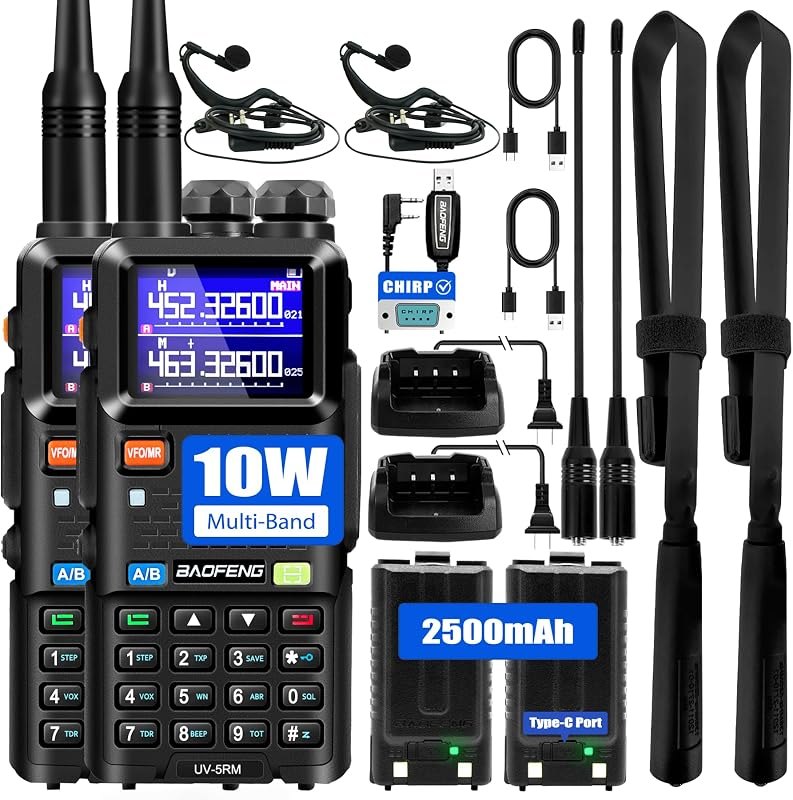 BAOFENG UV-5RM Ham Radio Handheld 10W Walkie Talkies Long Range 2 Pack — handheld ham radio for handheld ham radio
