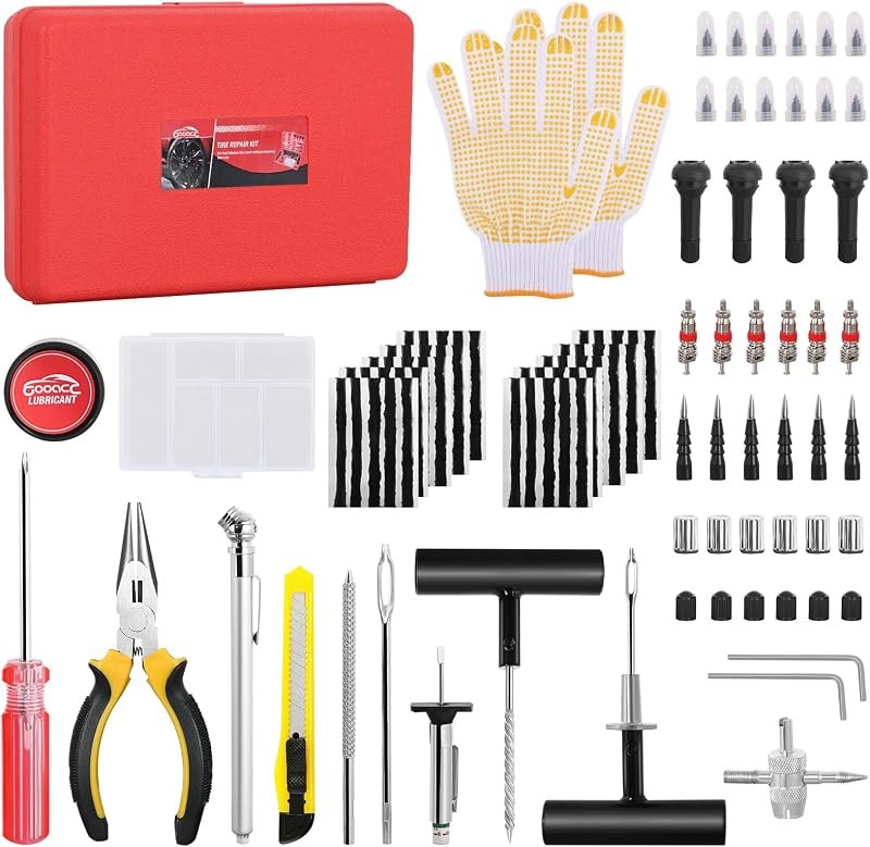 GOOACC Tire Repair Kit - 106pcs Heavy Duty Tire Plug Kit Flat Tire Puncture Repair Kit for Car, Motorcycle, ATV, UTV