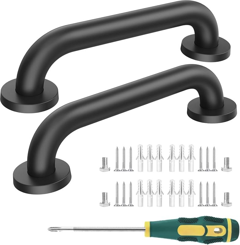 12 Inch Shower Grab Bars, 2 Pack - Anti-Slip Stainless Steel Bathroom Safety Handles for Elderly & Handicap, 304