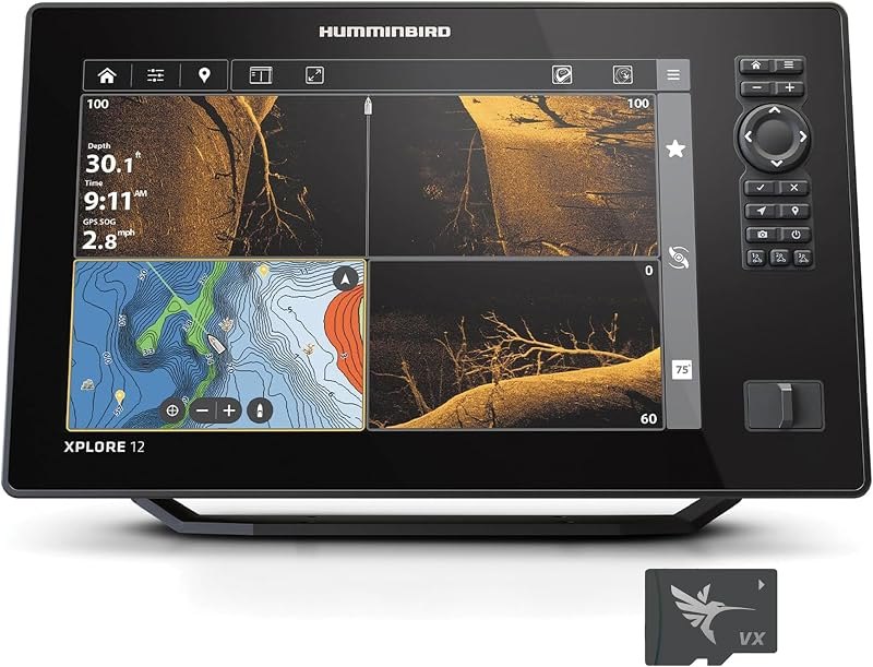 Humminbird XPLORE Series GPS Fish Finder MEGA Side Imaging+ & HD Touchscreen Display — low frequency fish finder for