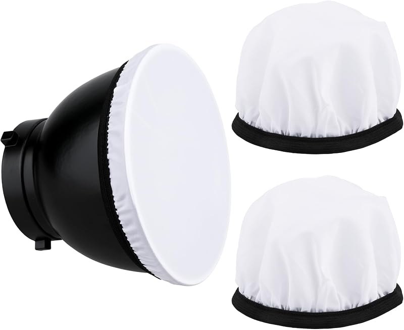 2Pcs Light Diffuser Sock, 7"/18cm Diffuser Lamp Cover White Soft Lampshade Reflector Lamp Sock for Studio Strobe