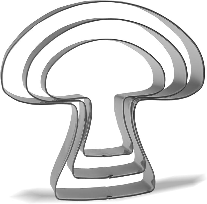 Keewah Mushroom Cookie Cutter Set - 5”,4”,3” - 3 Piece - Stainless Steel — Haunted Chocolatier Cookie Cutter for