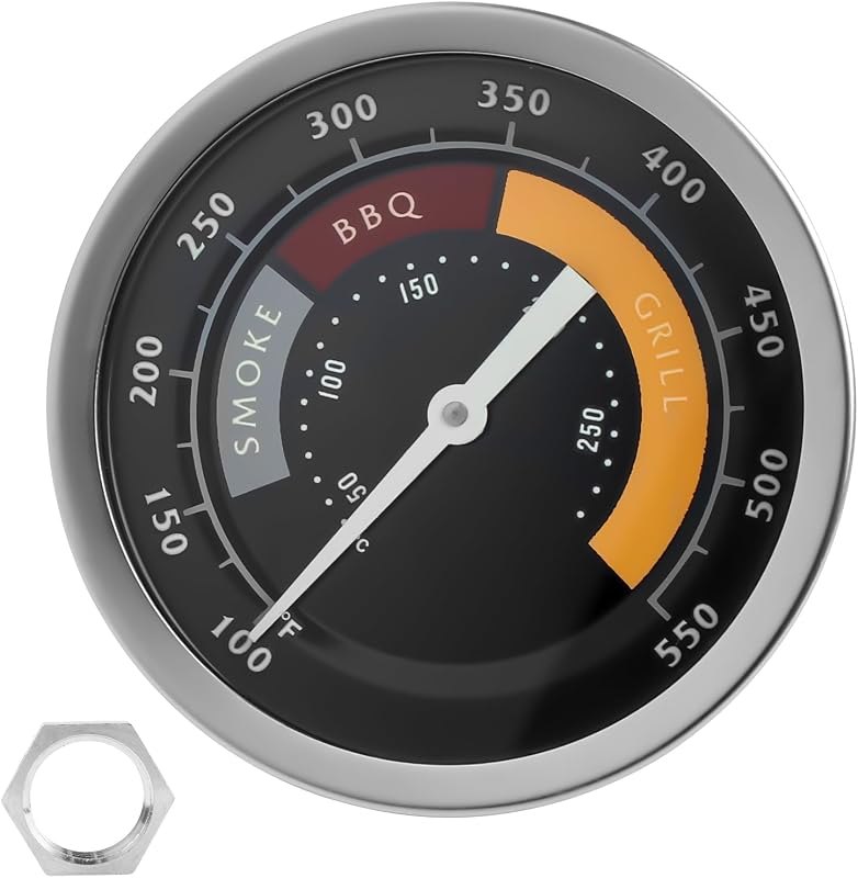 3695528R06 Grill Thermometer,Glowing Analog Stainless Steel Temp Gauge fit for Oklahoma Joe Longhorn & Highland