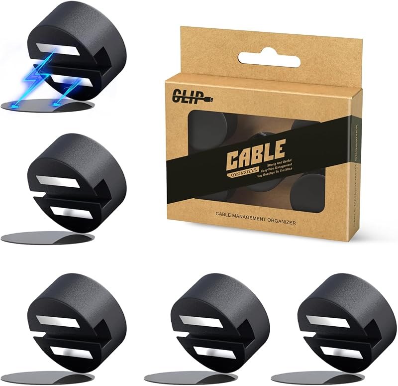 Maveek Magnetic Cord Clips Black, Silicone Cord Organizer Magnet Cable Holder Charging Cable Management Cord Keeper