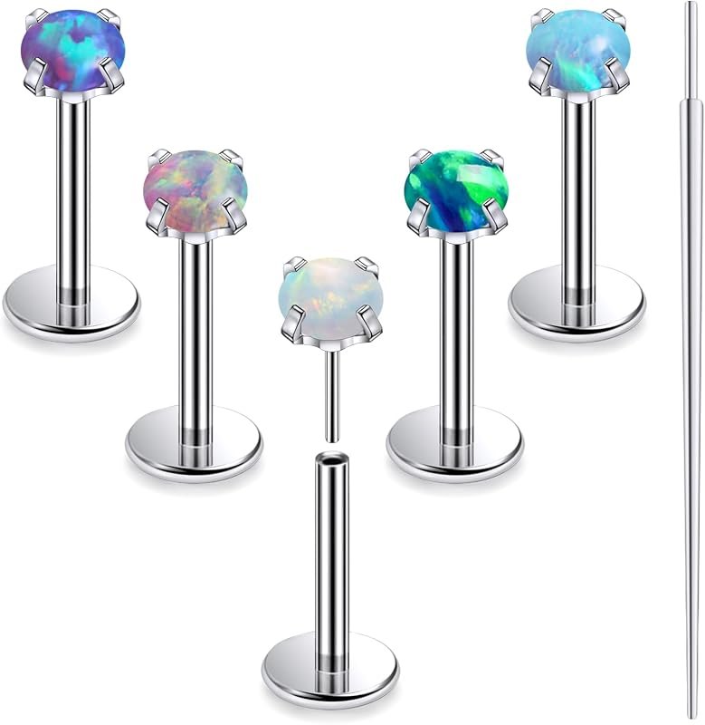 20G 18G 16G Astm F136 Titanium Threadless Flat Back Earrings Nose Studs Tragus Helix Conch Cartilage Lobe Earrings