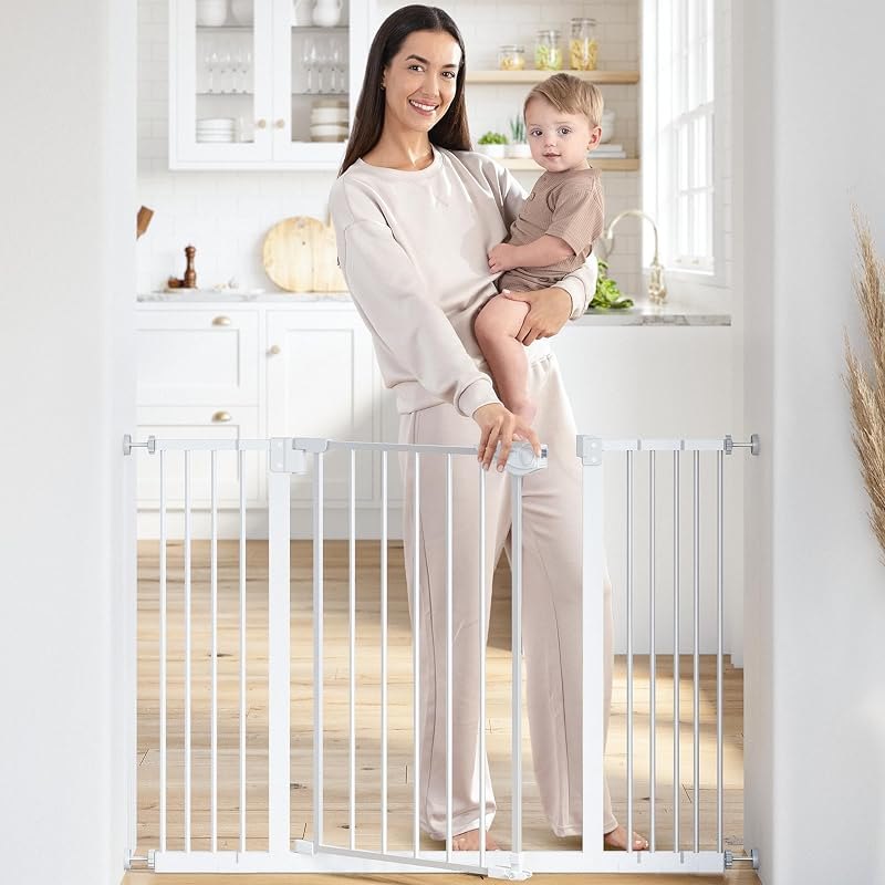 Comfy Cubs Baby Safety Gate Adjustable 42"x1.9"x30" White Pet Gate — moldable baby gate for moldable baby gate