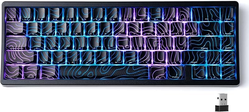 HITIME x XVX M67 60% Percent Keyboard Wireless, QMK/VIA Topographic Gaming Keyboard, Tri-Mode Thocky Creamy Mechanical