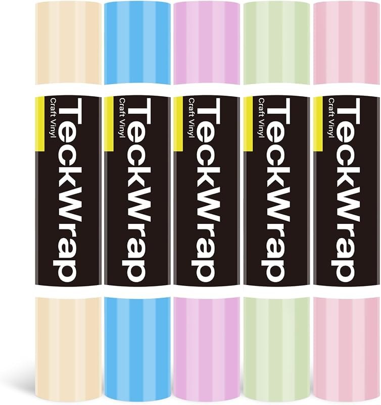 TECKWRAP Permanent Vinyl Boho, 12" x 5ft Permanent Adhesive Vinyl Pastel, 5 Rolls for Cricut, Silhouette, Cameo