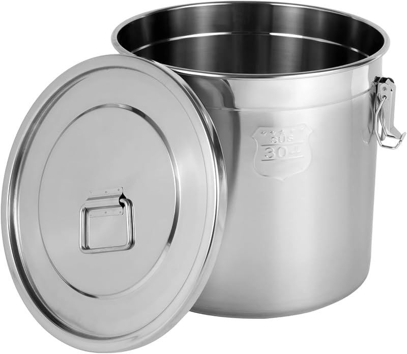 304 Stainless Steel Airtight Canister for Kitchen, 5.5Gal Canisters Container with Lids and Sturdy Locking