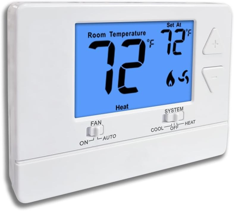 Non Programmable Thermostat for House, Digital Energy-Saving Smart Thermostat, Single-Stage Systems, 1 Heat/1 Cool