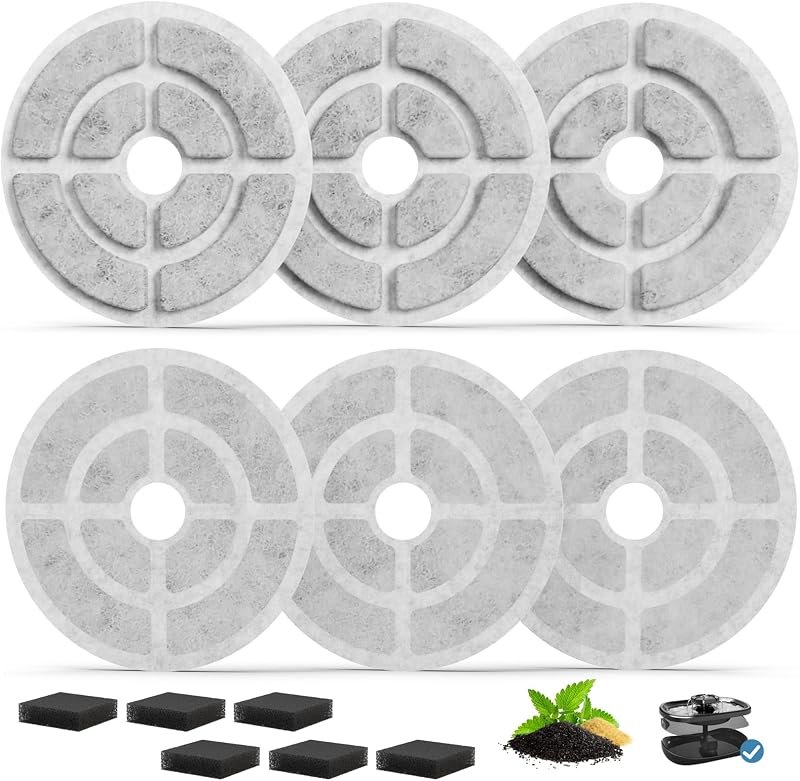 Dog water fountain Filters for 2.5Gal / 9.5L Large Dog Water Fountain,6 Pack 7" 18CM Larger Cat Water Fountain Filters