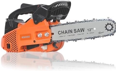 Gas Powered Chainsaw 12 Inch Top Handle Chainsaw 2-Stroke Lightweight Gas Chainsaw for Tree Trimming 8 lbs Small Chain