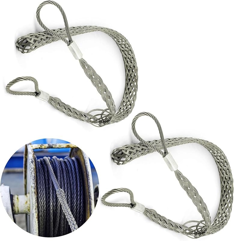 Gisafai 2 Pcs 50-63mm Heavy Wire Cable Mesh Pulling Grip Double Head Cable Pulls Socks Wire Pulling Tools Electrical