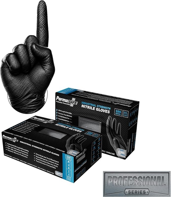 PermaSafe Black Nitrile Gloves — garage mechanic gloves for garage mechanic gloves