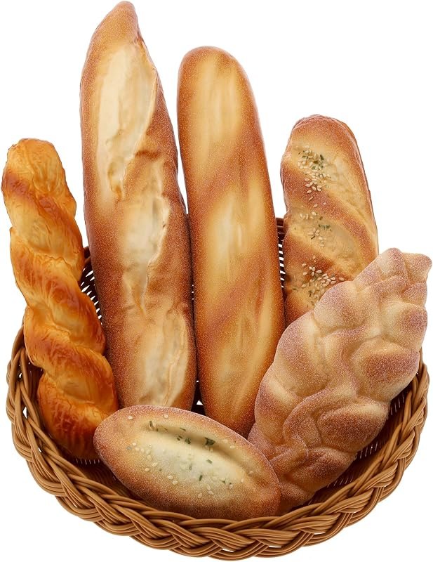 Gresorth 6 Pcs Fake French Bread Decoration Artificial Baguette Faux Loaf — pan de muerto artificial for pan muerto