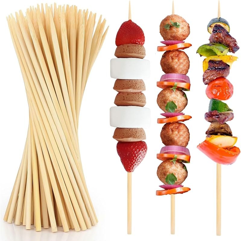 300 Pcs 16 inch Natural Bamboo Skewers, Φ=4mm, PEOUWNES Food Sticks for Appetiser, BBQ, Fruit,Cocktail, Grilling