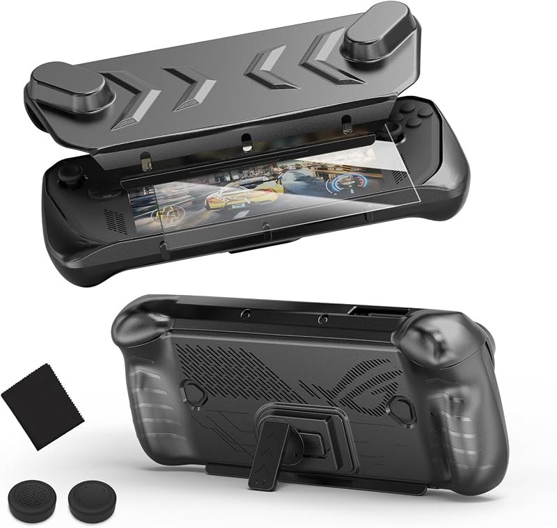 JDDWIN Full Protective Case for ASUS ROG Ally X 2024, 3 in 1 Cover Case with Detachable Front Shell Cover and