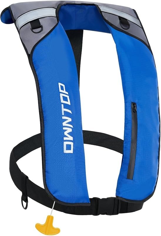 Owntop Manual Inflatable Swim Jacket, D-Ring Attachment, Storage Pocket with Zipper, 24g CO2 Cylinder Included, Low