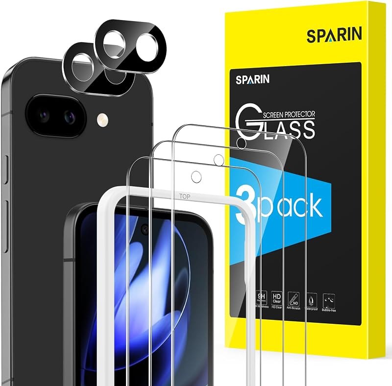 SPARIN Screen Protector for Google Pixel 9A 6.3 Inch, 3+2 Pack — camera lens protector for google pixel screen protector