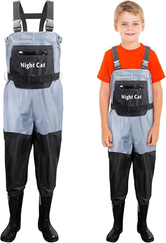 Night Cat Fishing Waders for Kids: Waterproof Chest Wader With Boots for Boys Girls - Youth Waders for Hunting