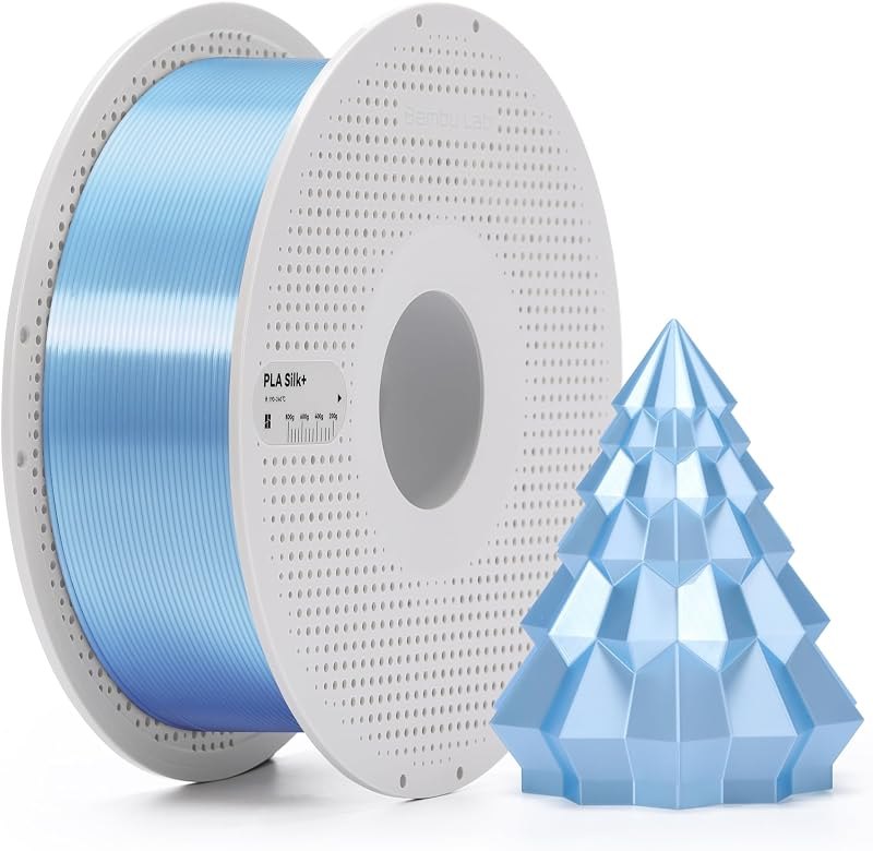 Bambu Lab PLA Silk+ 3D Printer Filament, Baby Blue, 1.75mm, AMS Compatible, Spool — Bambu H3C Filament Spool for bambu