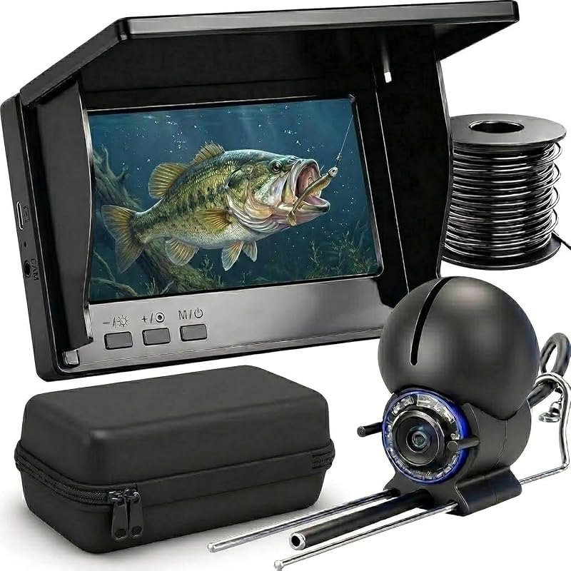 Underwater Fishing Camera with 4.3 Inch LCD, 5000mAh Battery, Infrared Night Vision Light, Portable Fish Finder with