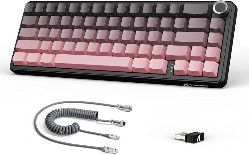 ATTACK SHARK X66 60% Wireless Mechanical Gaming Keyboard with Knob,Gasket Hot Swappable Custom Keyboard,Side Printed