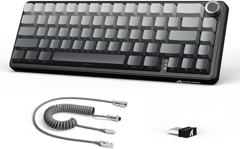 ATTACK SHARK X66 60% Wireless Mechanical Gaming Keyboard with Knob,Gasket Hot Swappable Custom Keyboard,Side Printed