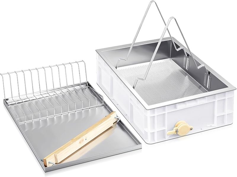 Zonon Beekeeping Uncapping Station for Honey Harvesting, Extractor, Strainer and Plastic Honey Cutting Deep Tray