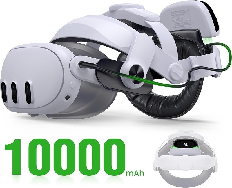 Battery Head Strap Accessories for Meta Quest 3/Quest 3S/Quest 2 - with Magnetic Hot-swappable & Detachable 10000mah