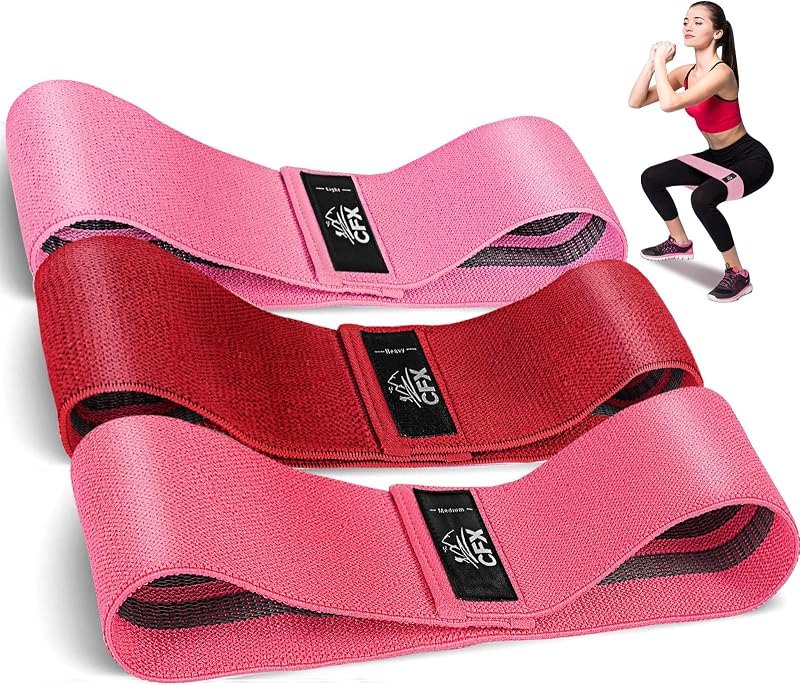 CFX Resistance Bands Set, Exercise Bands with Non-Slip Design for Hips & Glutes, 3 Levels Workout Bands for Women and