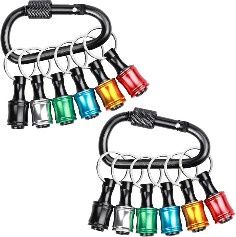 12PCS Keychain Bit Holder,Hex Drill Bit Holder for Impact Driver Drill Bit,Screwdriver Bit Holders for Tools and Gifts