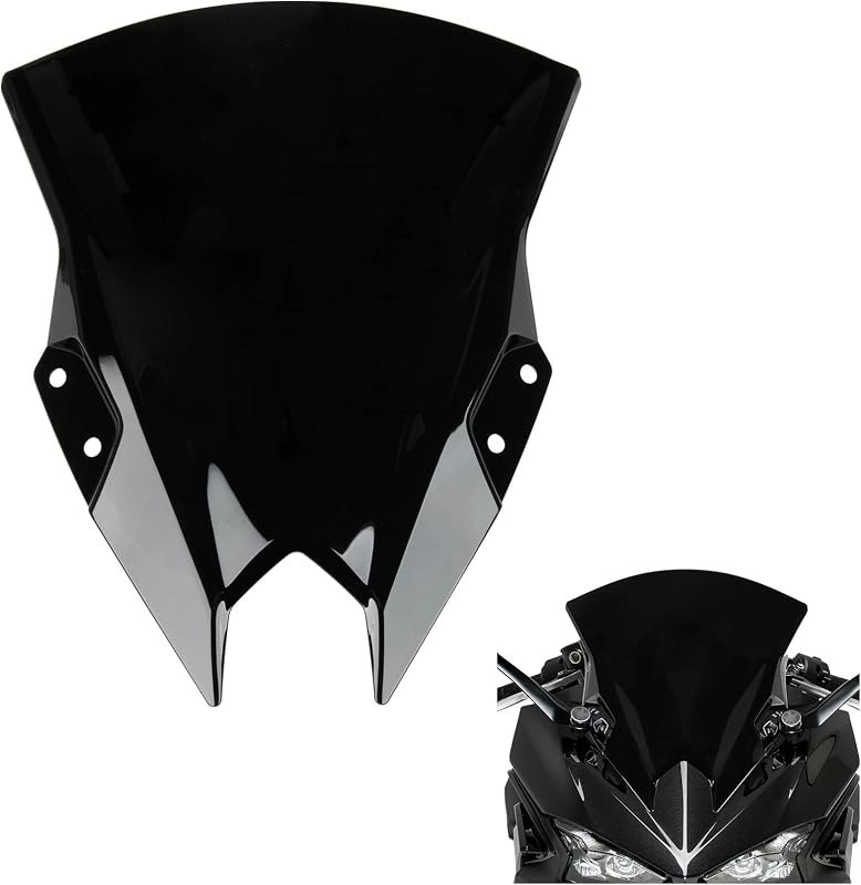 PSLER Motorcycle Windshield Windscreen for Ninja 500 2024-2026, 15" Black