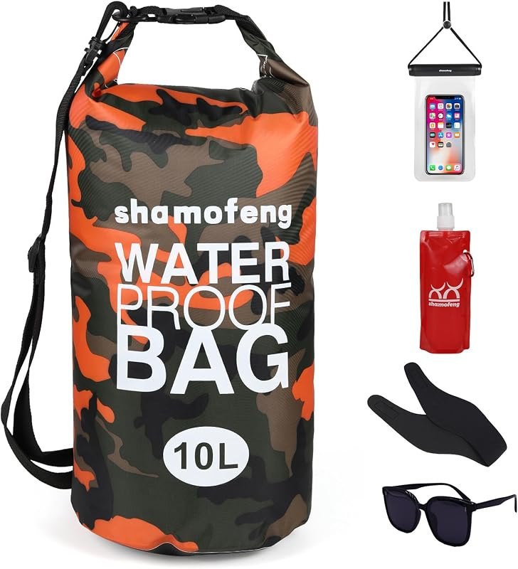 Waterproof Dry Bag 5L/10L/15L/20L/30L Roll Top Dry Storage Backpack with Phone Case, Collapsible Water Bottle