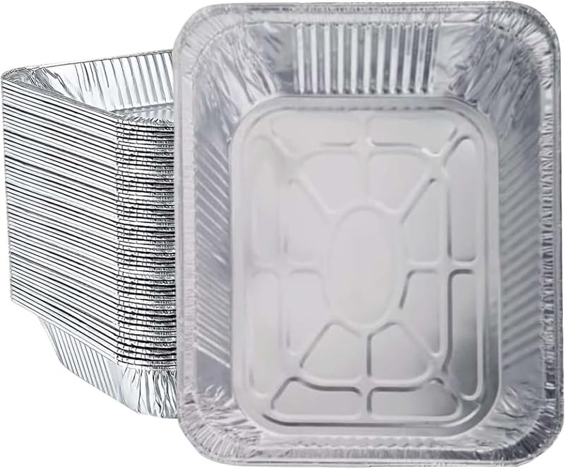 100 Pack Aluminum Pans, Disposable Foil Pan, Half-Deep — aluminum turkey roasting pan for aluminum turkey roasting pan
