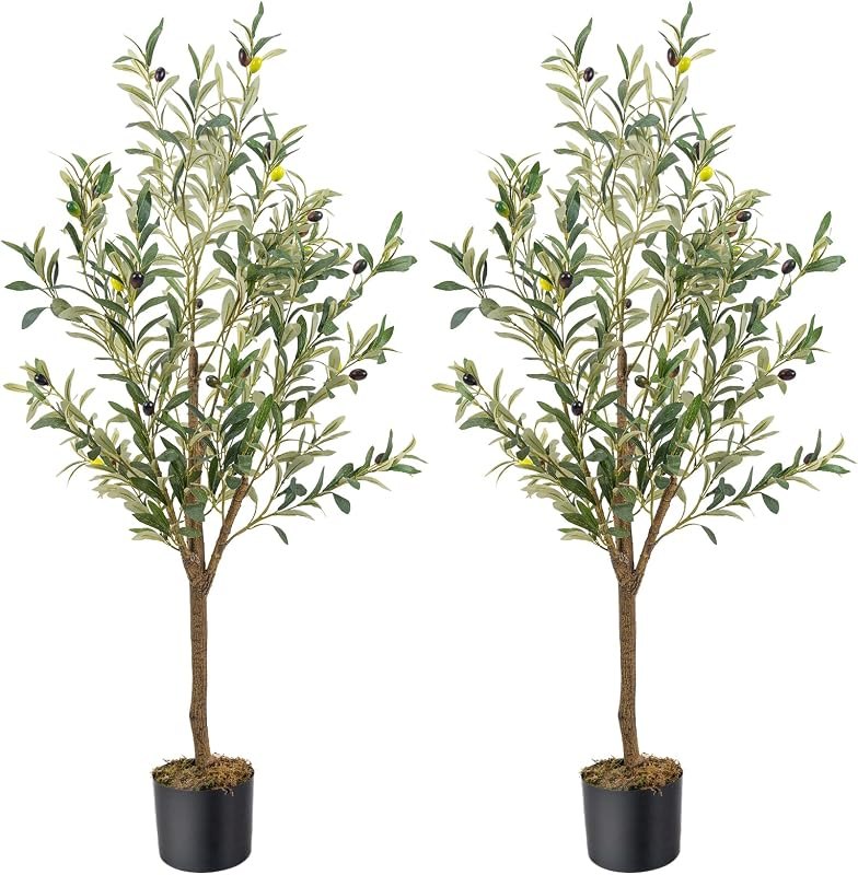 Artificial Fake Olive Tree 4FT 2Pack Faux Olive Tree for Home Decor — best potted faux tree for potted faux tree
