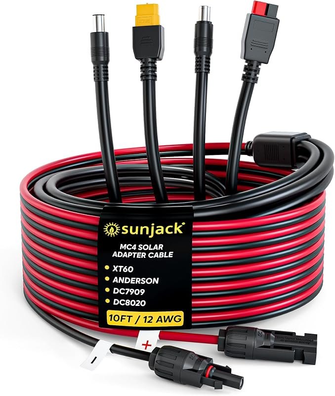 MC4 Solar Panel to Portable Power Station Adapter Cable, 12AWG 10ft — solar mc4 connector for solar mc4 connector
