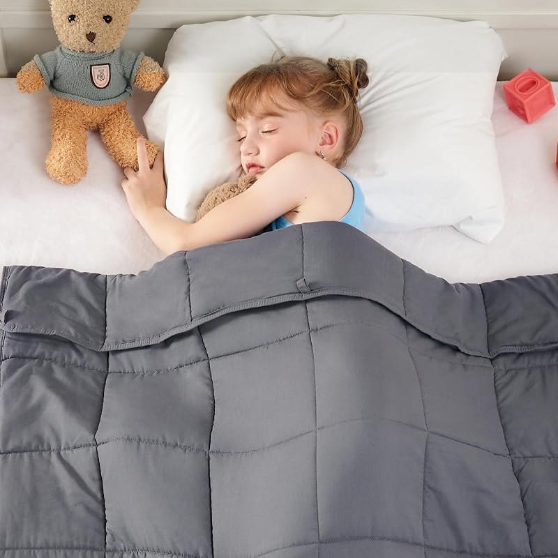 yescool Weighted Blanket 5 Pounds Cooling Weighted Lap Blanket, Grey Heavy Blankets for Sleeping, Weighted Throw