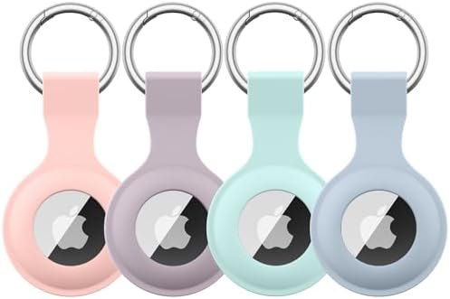 4 Pack Airtag Case Holder for Apple Air Tag, Airtag Case with Anti-Lost Keychain, Silicone Protective Cover for Kids'