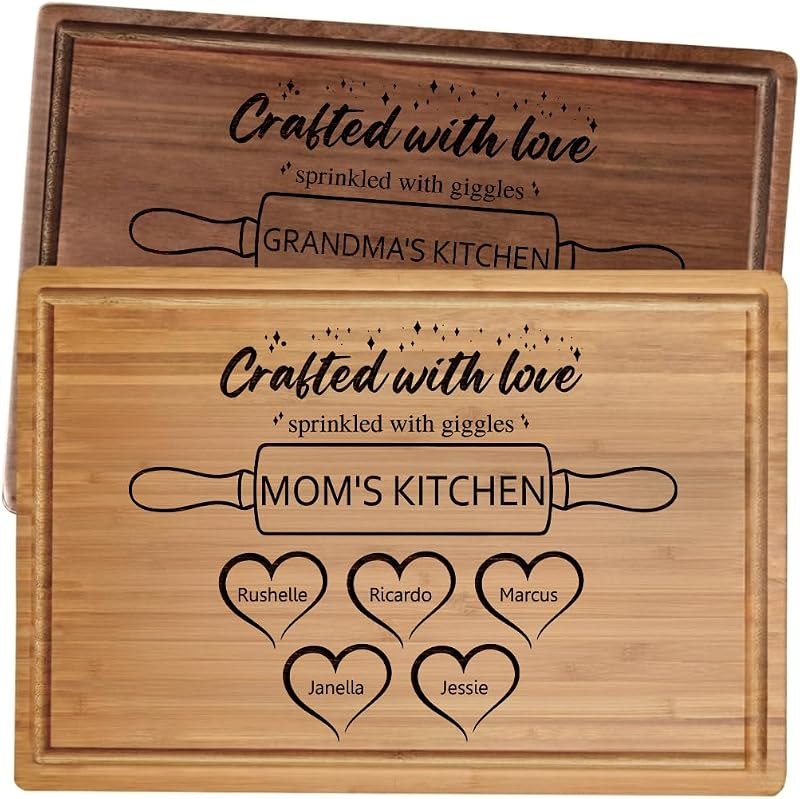 Personalized Cutting Board for Mom & Grandma Custom Mothers Day Gift for Mom, Grandparents, Grandmas Kitchen Gift —
