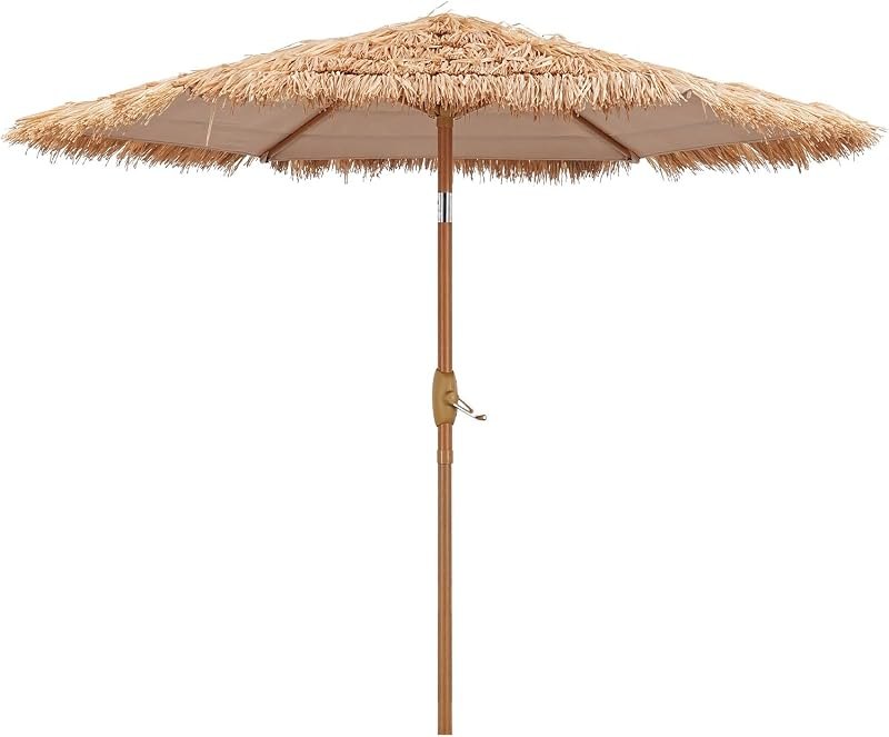 GDY 7.5FT Tiki Patio Umbrella Outdoor Table Umbrella,Market Umbrella with 6 Sturdy Ribs, with Push Button Tilt and